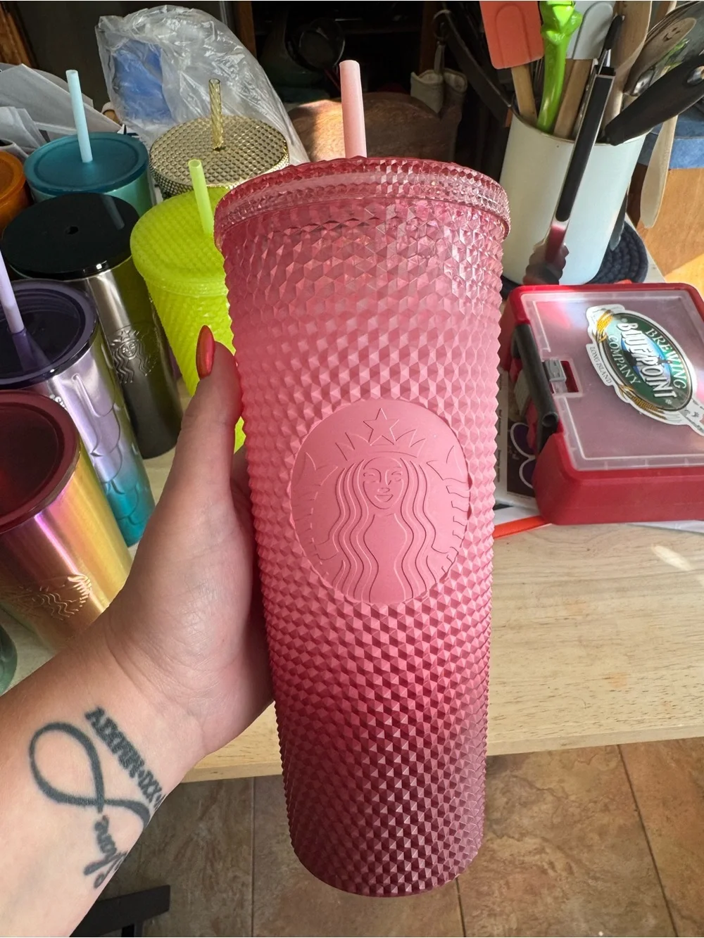 Starbucks Pink Ombre Studded Tumbler with Straw